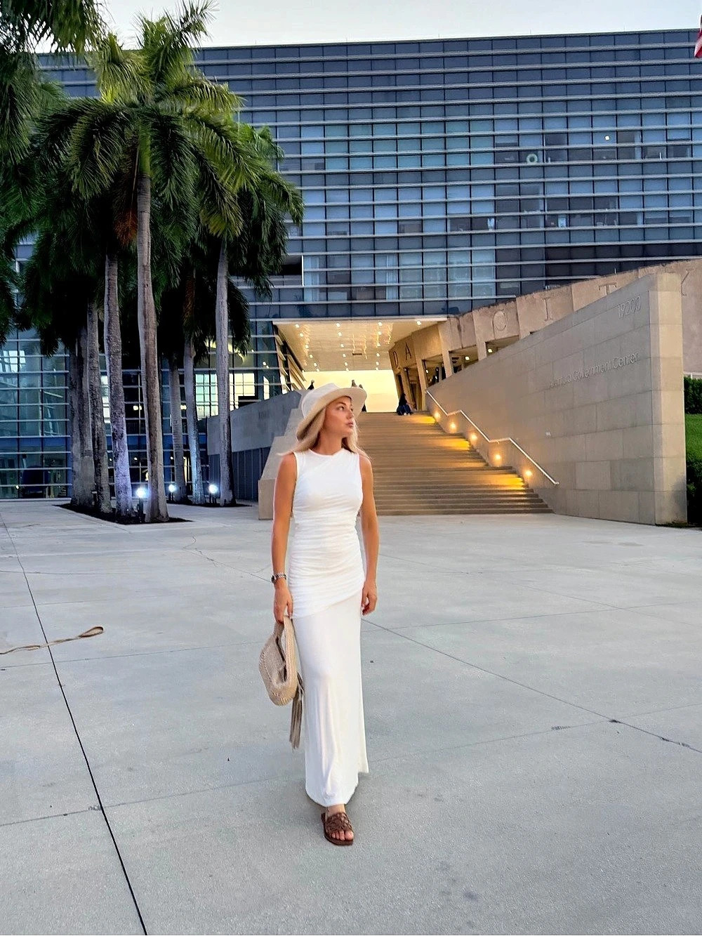 Ruched White Maxi Dress Like New